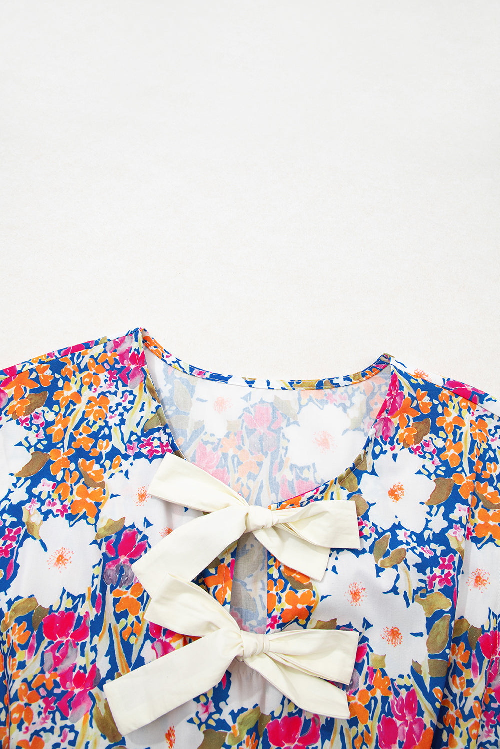 Rose Green Floral Print Bow Applique Slit Sleeveless Peplum Blouse eAura