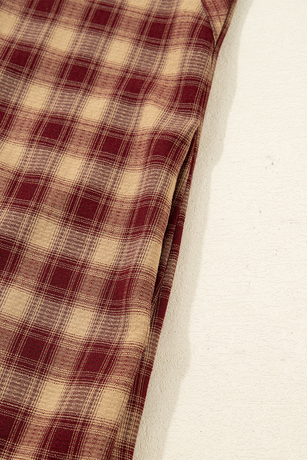 Plaid Print Ruffled Long Sleeve Hem Mini Shirt Dress - eAura