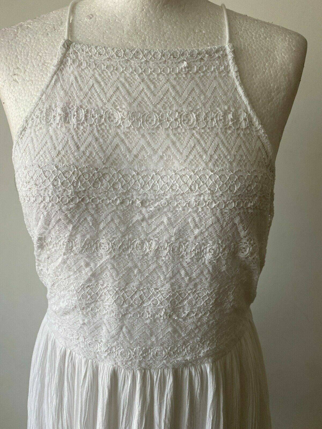 even&odd White Summer Dress Size M ( 10 ) Crinkle and Lace - BB Fashion Outlet
