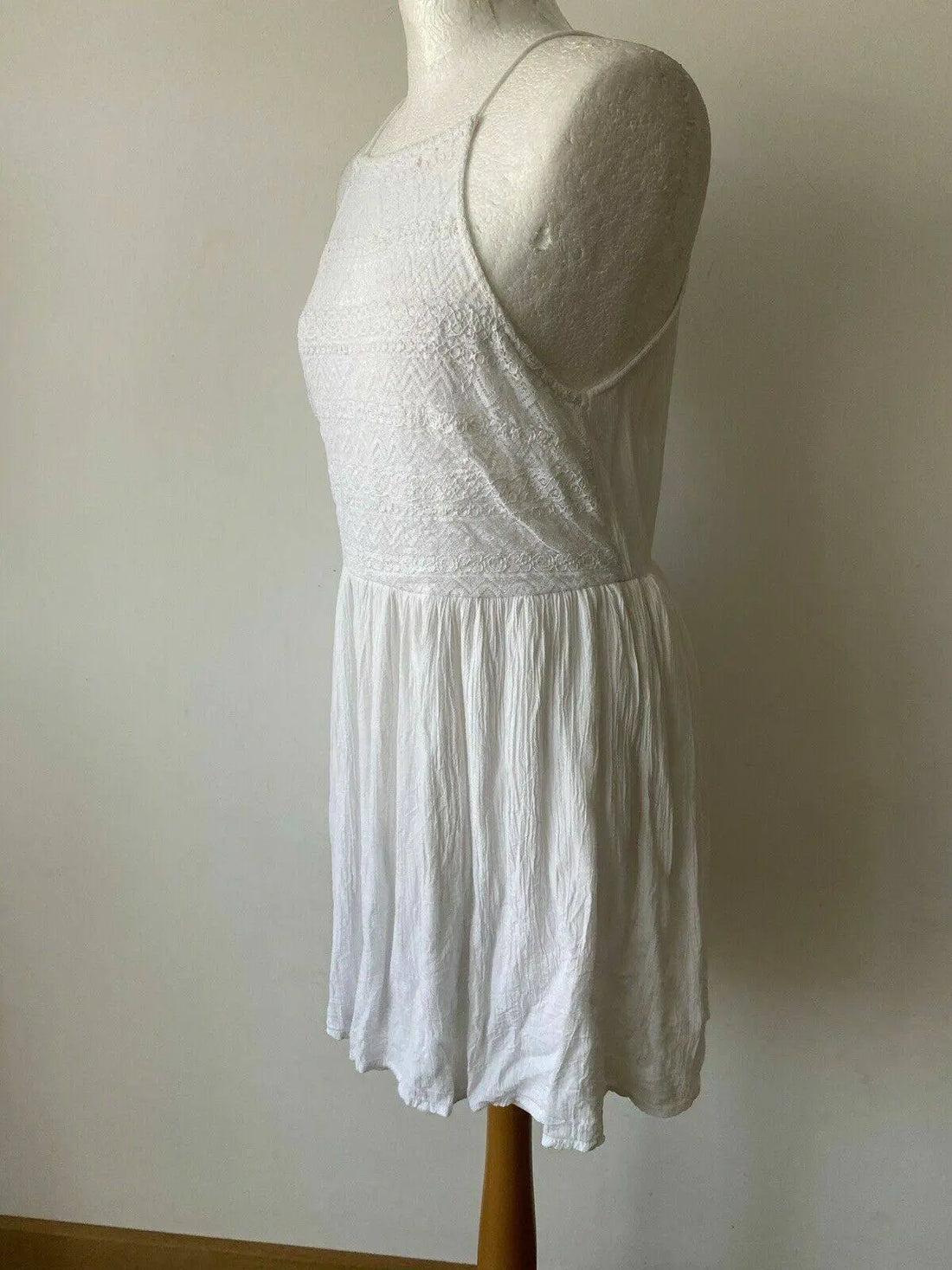 even&odd White Summer Dress Size M ( 10 ) Crinkle and Lace - BB Fashion Outlet