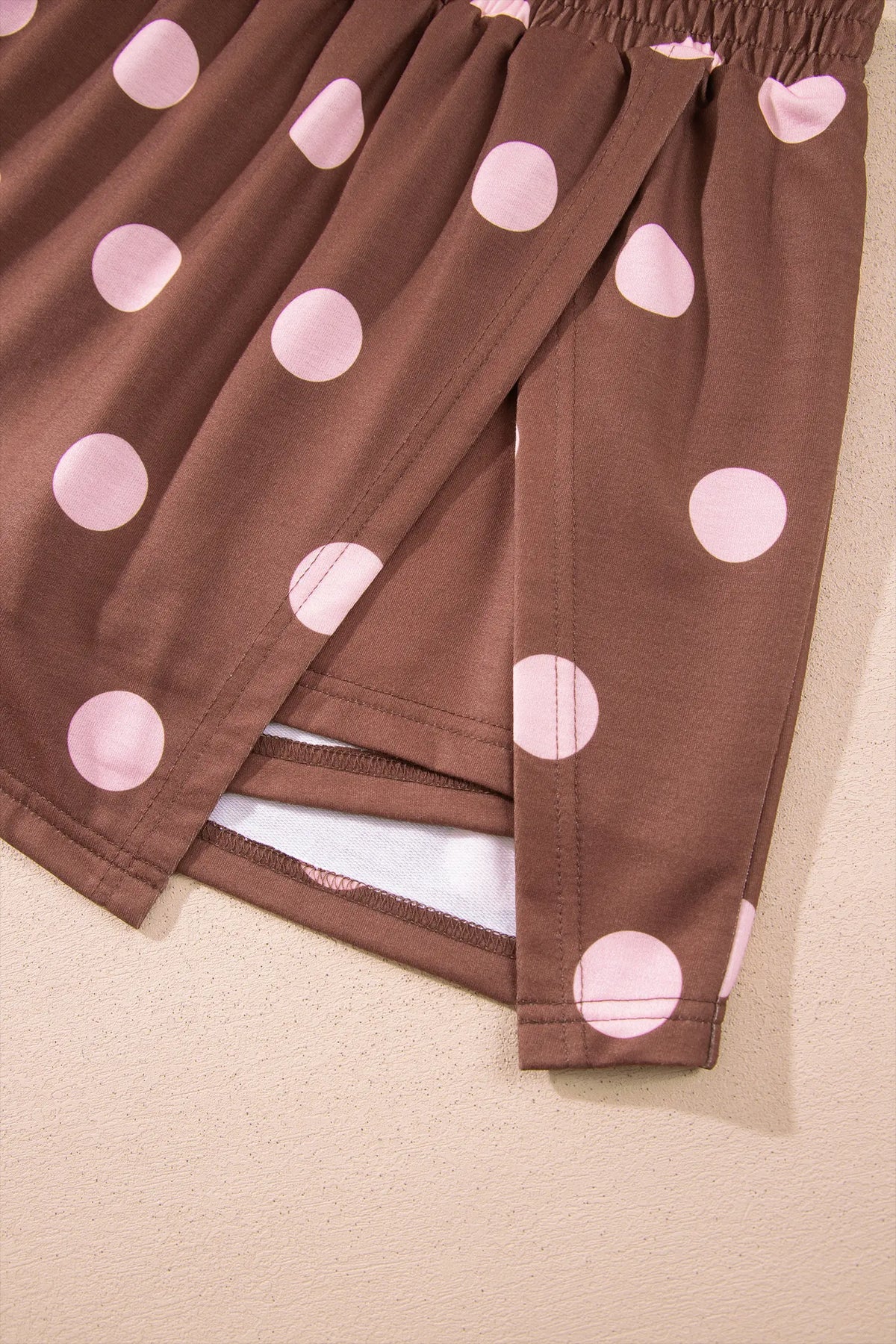 Polka Dot Two Piece Set Long Sleeve Casual Skirt Set – Pink