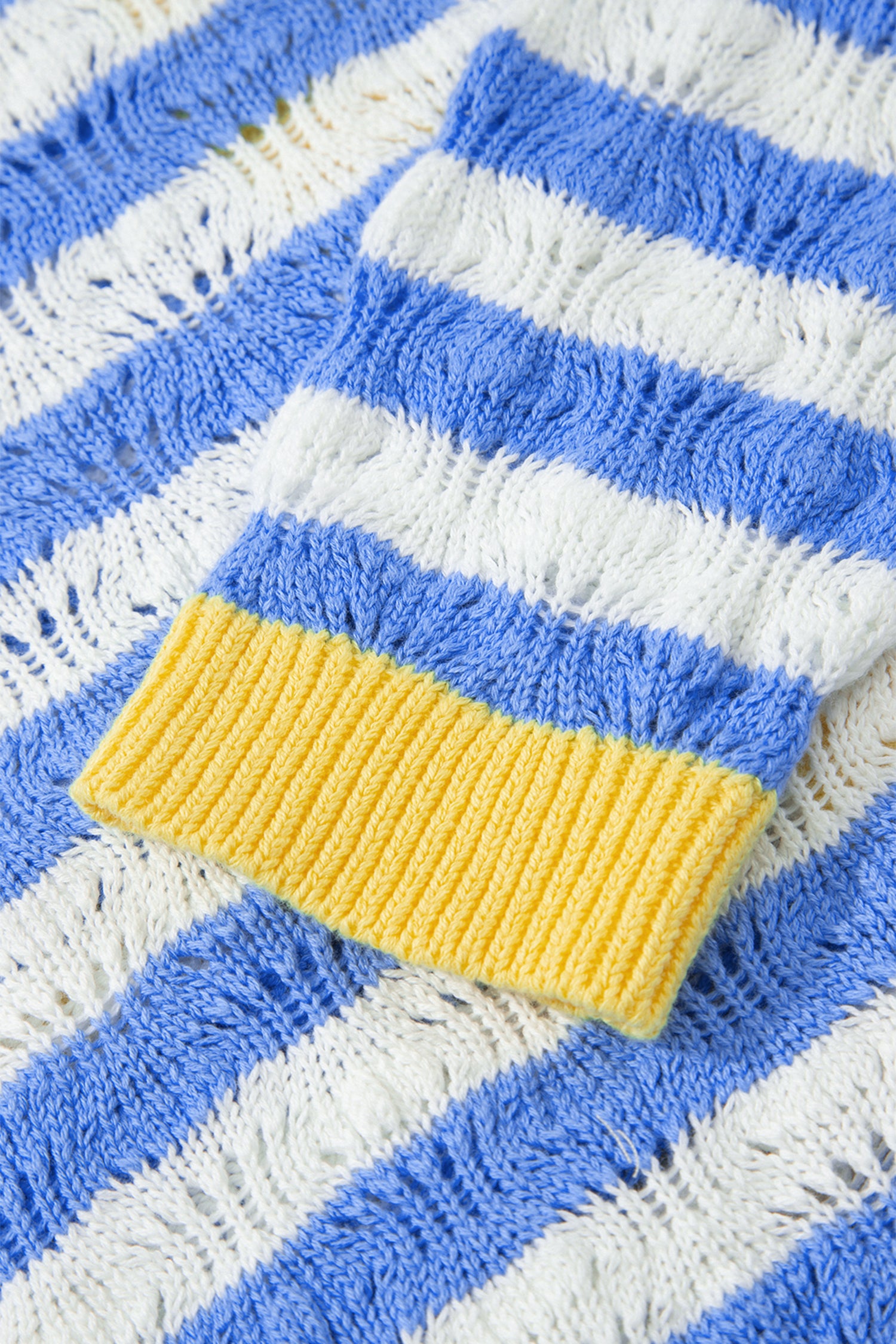 Striped Colorblock Button Front Long Sleeve Loose Fit Knit Cardigan – Sky Blue Stripe