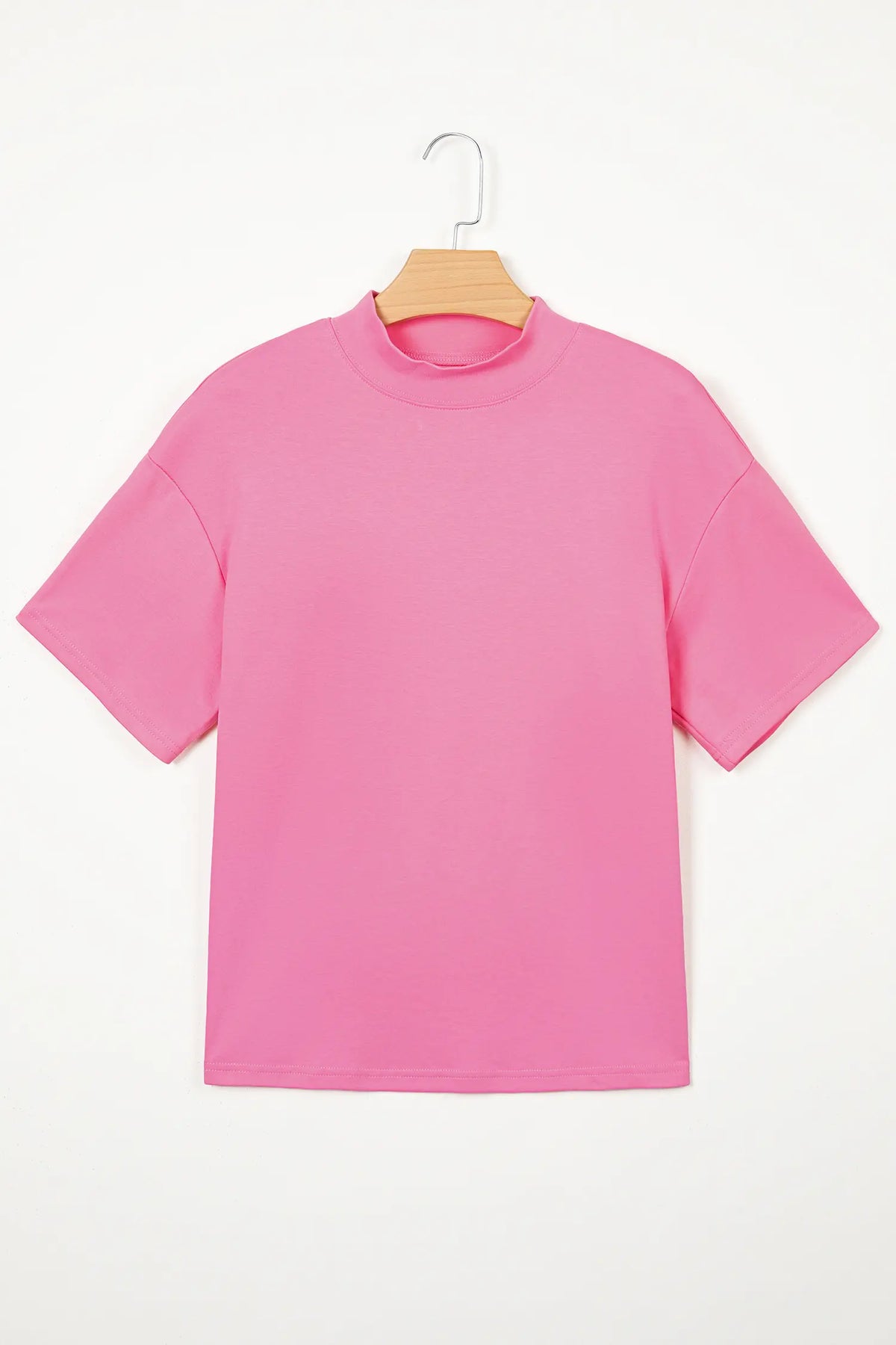 Solid Colour High Neck Oversize Tee – Wisteria