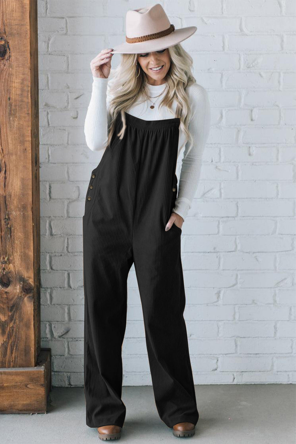 Jungle Green Solid Pocketed Loose Fit Corduroy Overall eAura