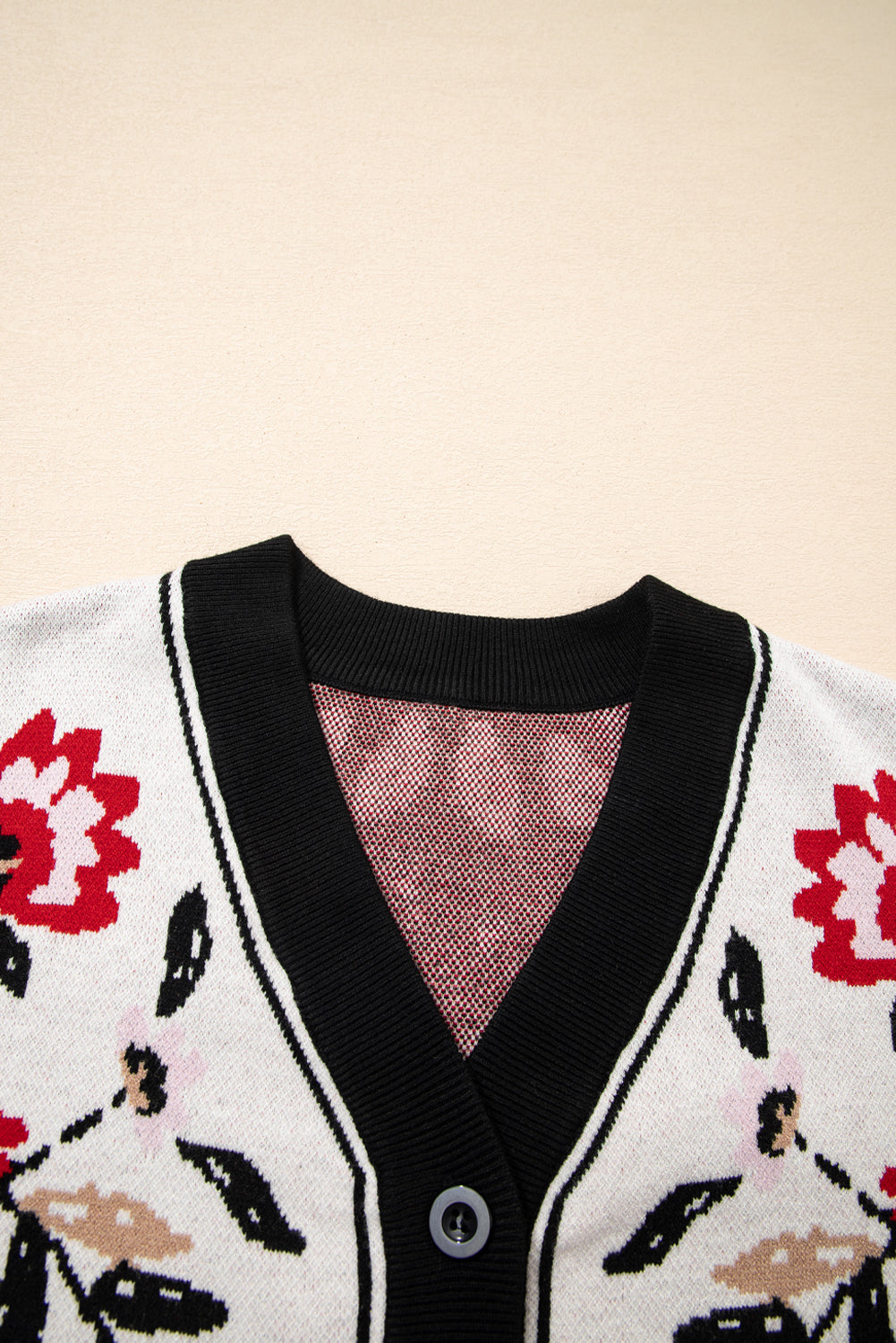 Floral Print Buttoned Front V-Neck Knit Cardigan Dear-Lover Dropshipping