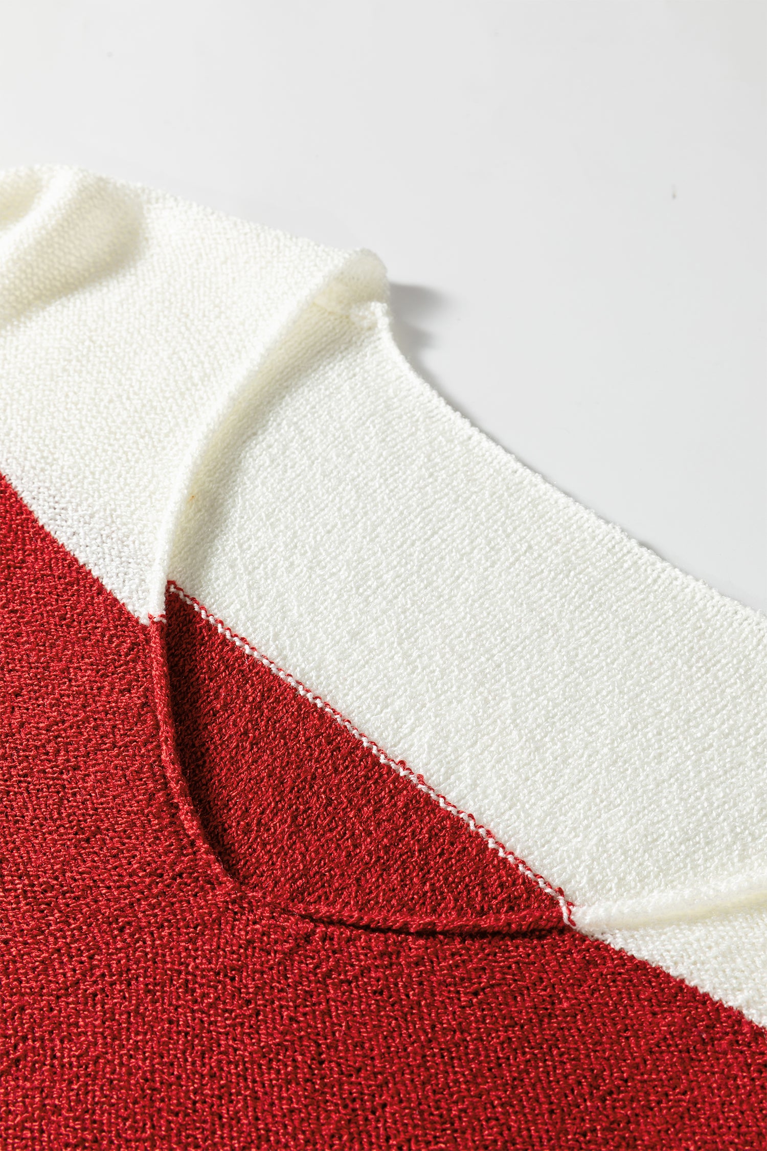 Stripe Loose Colour Block Drop Shoulder Bubble Sleeve Sweater