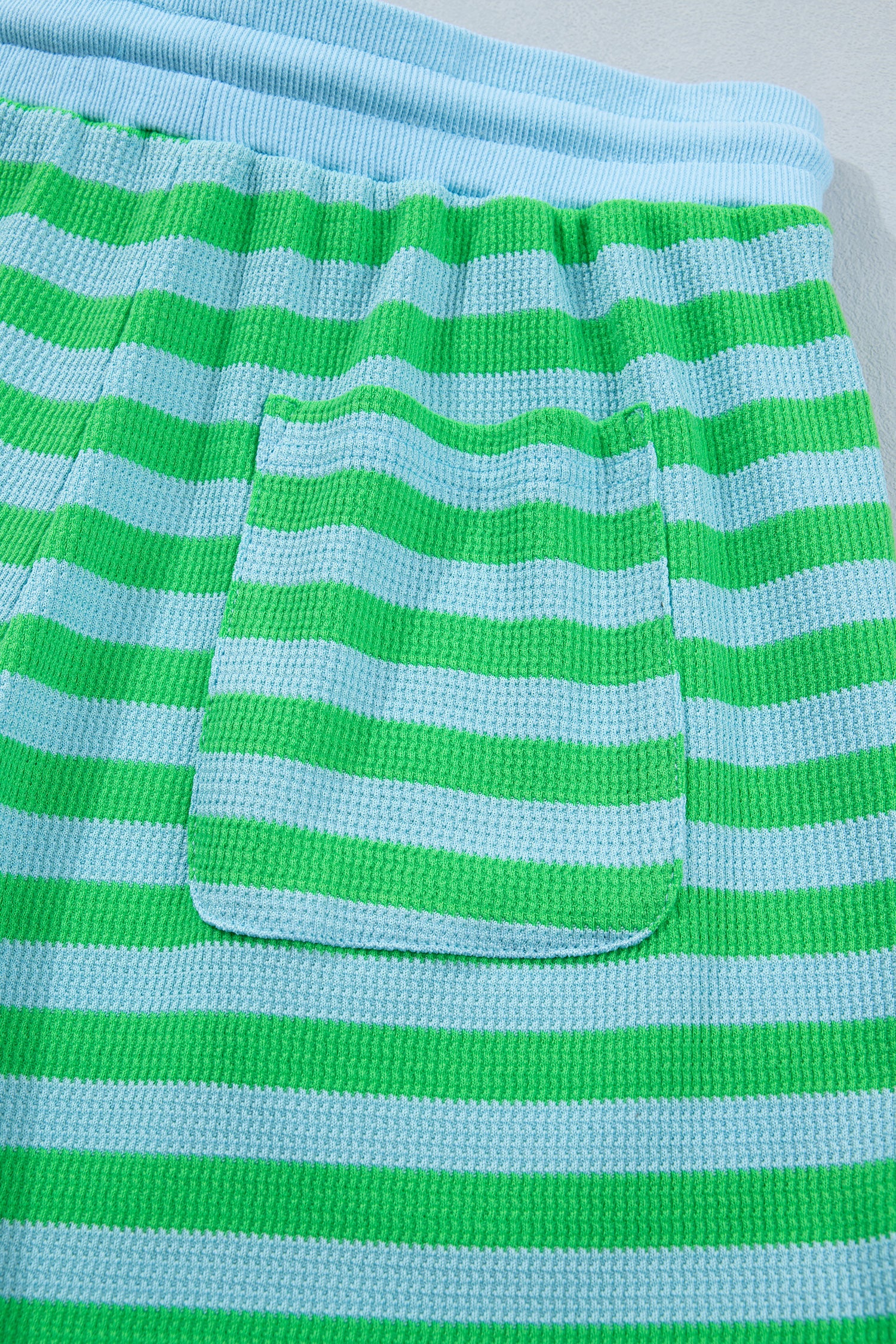 Puff Short Sleeve T Shirt Matching Shorts Set – Green Stripe