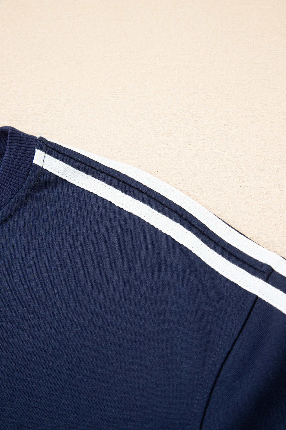 Varsity Striped Detail Crewneck Pullover Elastic Sweatpants 2pcs Co-ord eAura