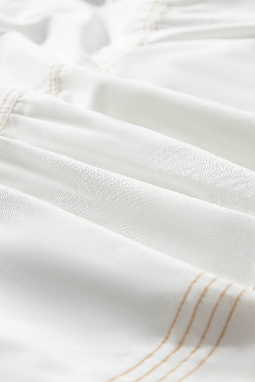 White Contrast Stitching Trim Knotted High Waist A-Line Mini Skirt eAura