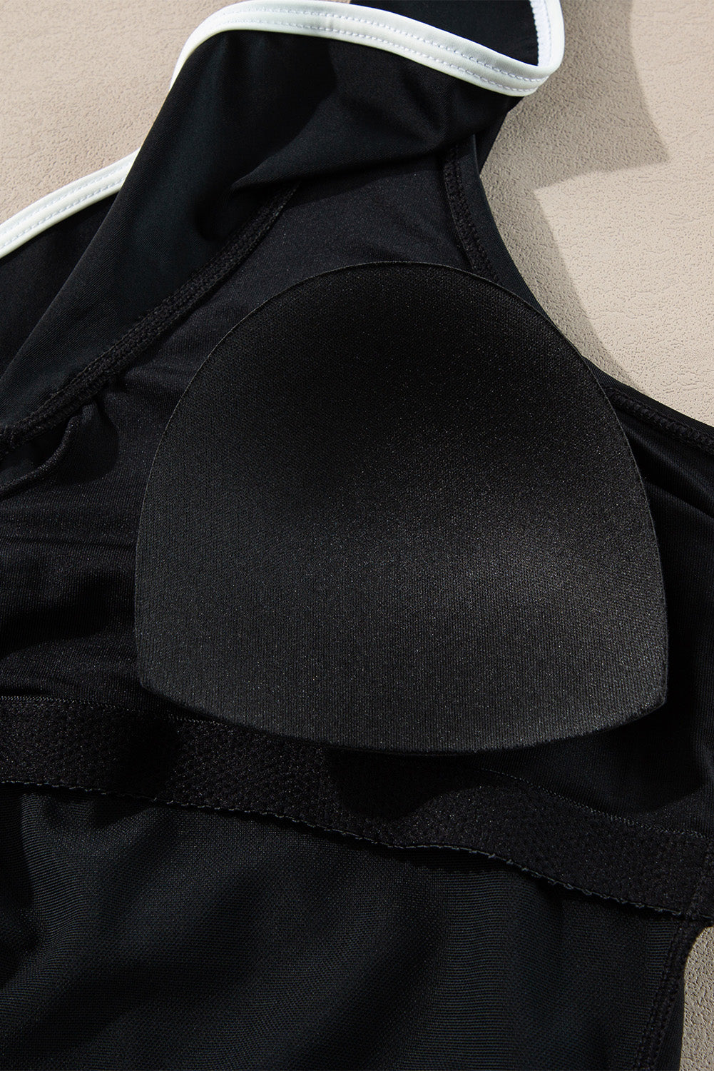 Black Colour Contrast Ruffled Wrap V Neck Swimsuit eAura