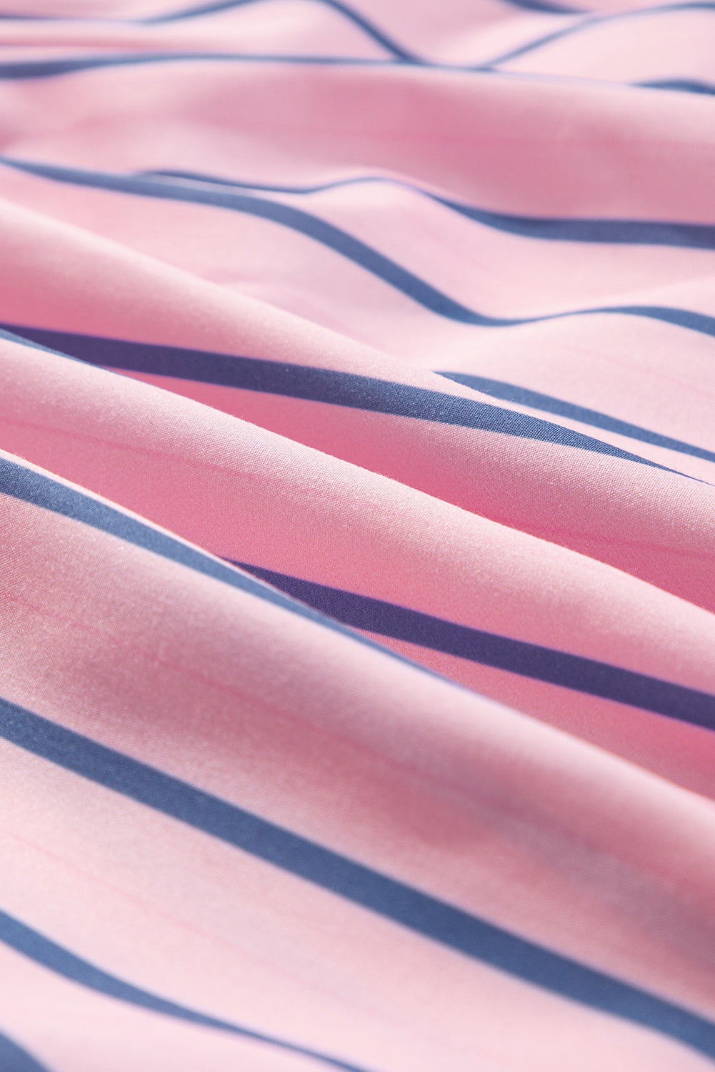 Pink Stripe Ruffled Hem Button-up Collared Shirt Mini Dress Beagle Boutique Fashion Outlet
