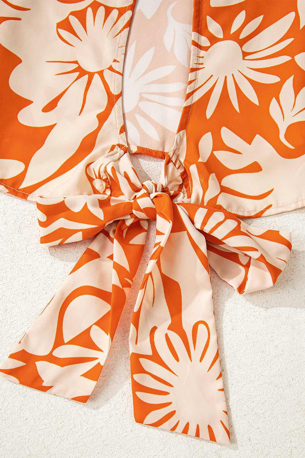 Floral Print Open Back Long Sleeve Blouse - eAura