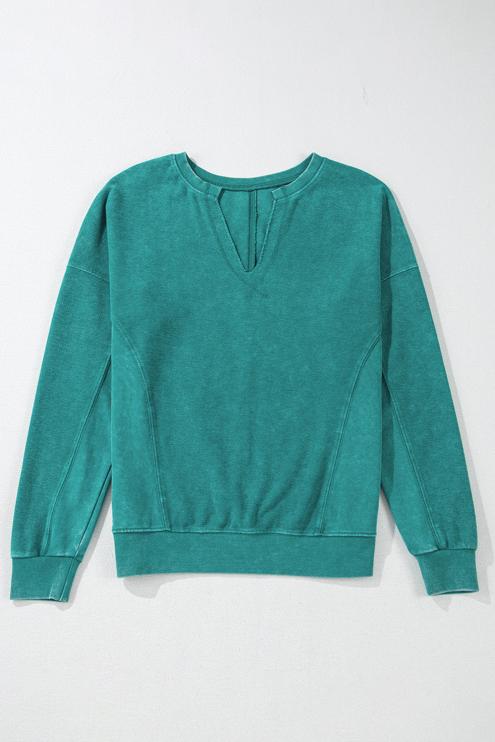 Skobeloff Solid Colour Notched Neck Drop Shoulder Sweatshirt eAura