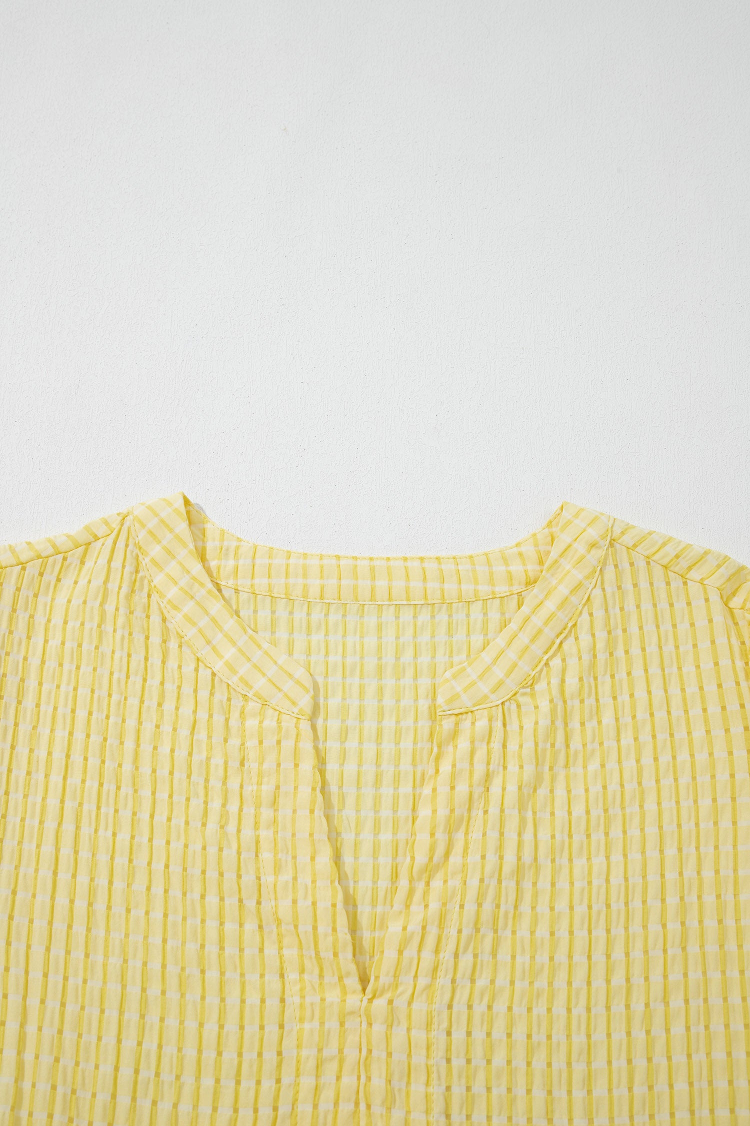 Gingham Textured Bow Tie Sleeve Tiered Midi Dress with Pockets