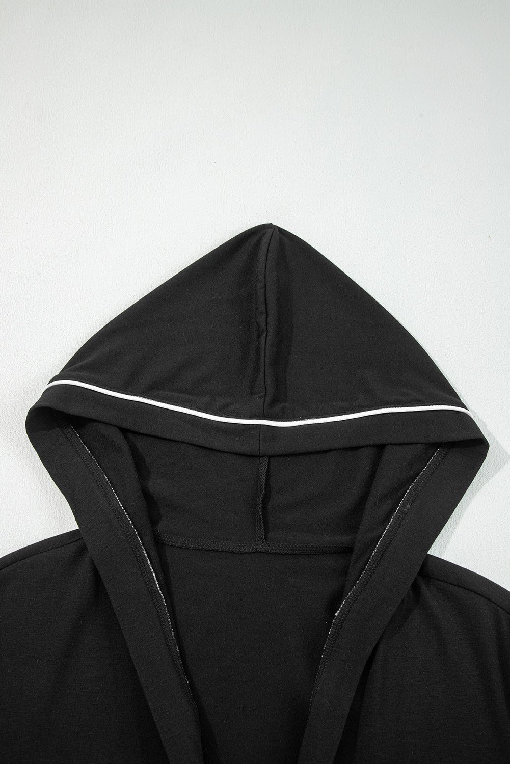 Black Contrast Trim Hooded Lounge Cardigan and Trousers Sleepwear Set - eAura