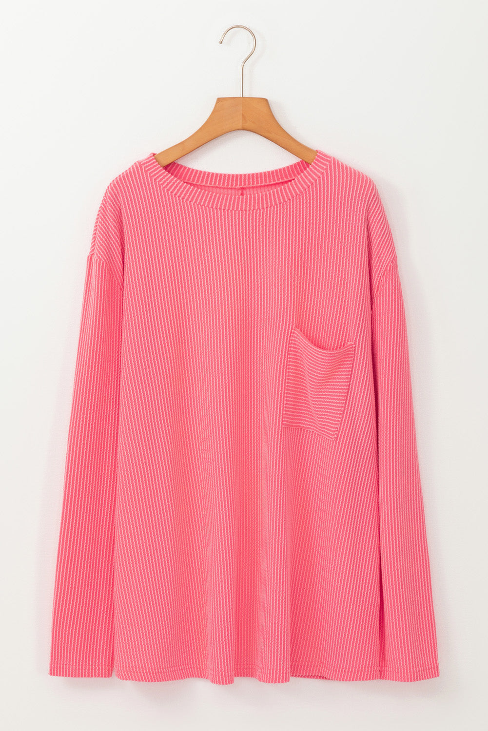 Peach Blossom Plus Size Ribbed Textured Long Sleeve T Shirt BB Fashion Outlet
