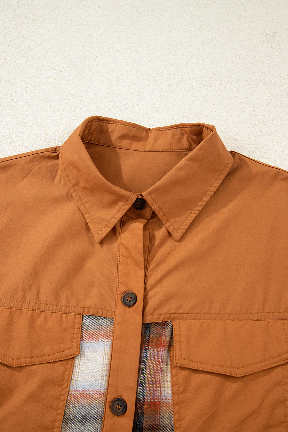 Plaid Colour Block Patchwork Ruffle Hem Tunic Shirt Dress - Dresses/Mini Dresses