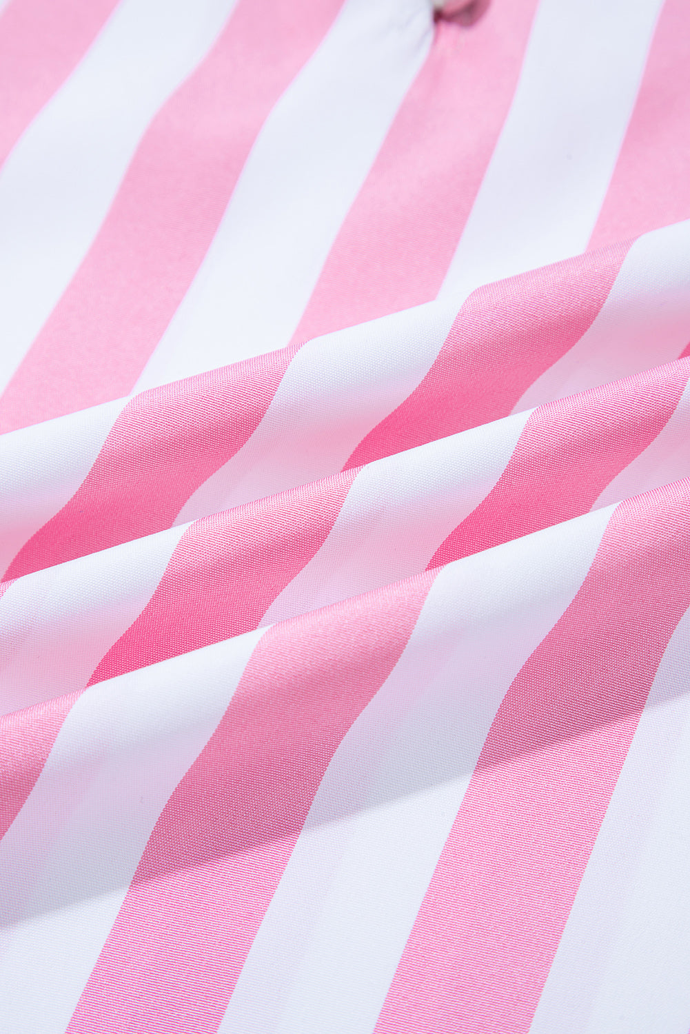 Stripe Split Neck Button Decor Front Puff Sleeve Blouse - eAura