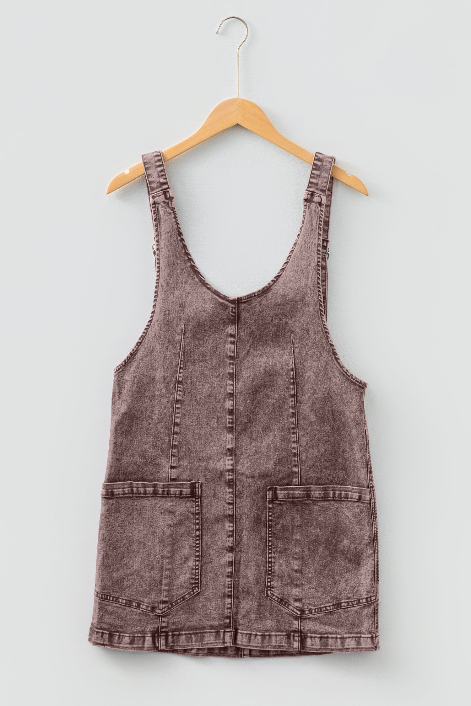 Washed Denim V-Neck Suspender Mini Dress - eAura