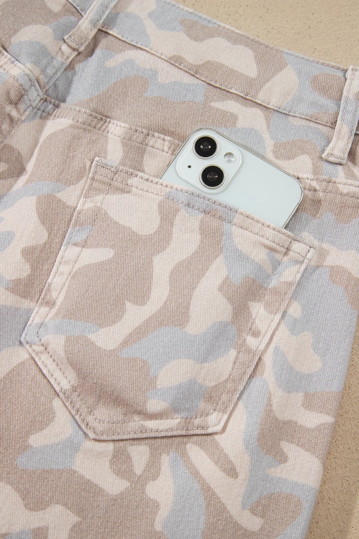 Jeans Ankle-Length Harem Fit with Camouflage Print and Rivet Pocket Detail