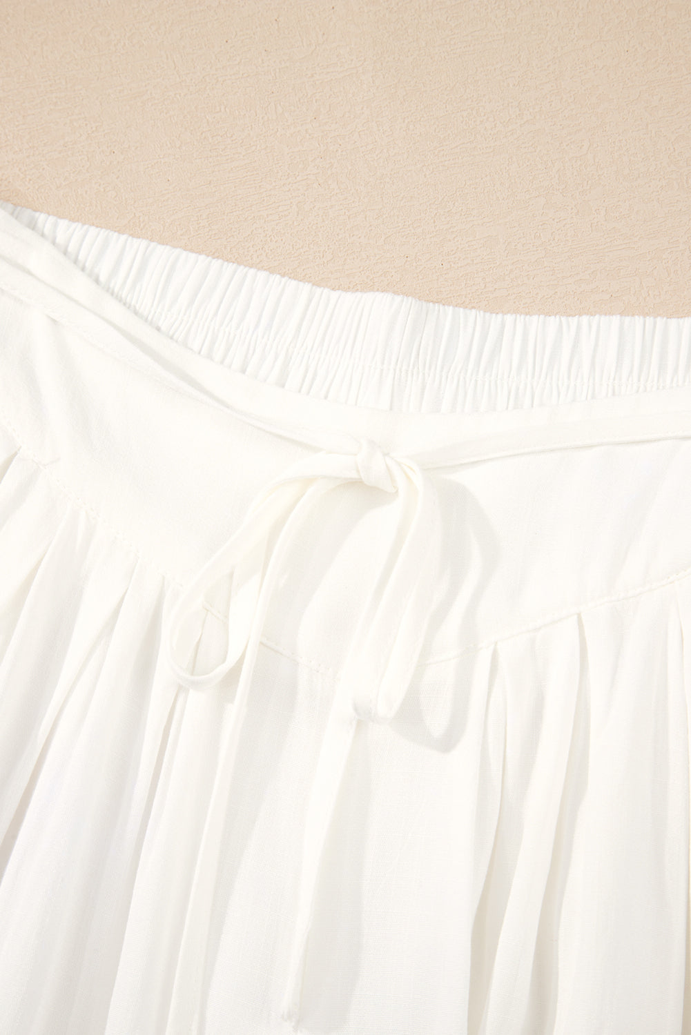 White Pleated Wide Leg Casual Trousers eAura