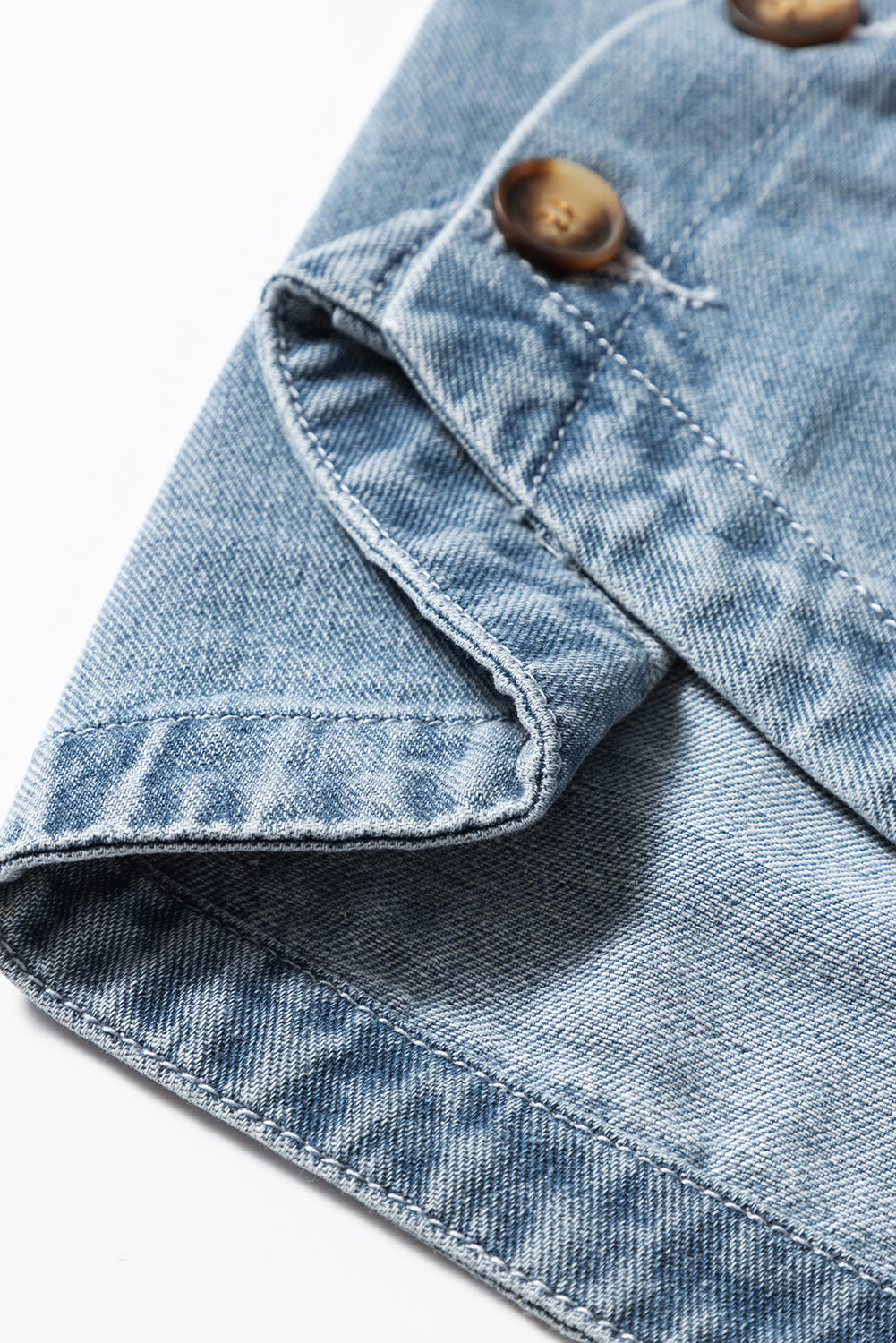 Dusk Blue Slit Buttons Pocketed Denim Jacket eAura