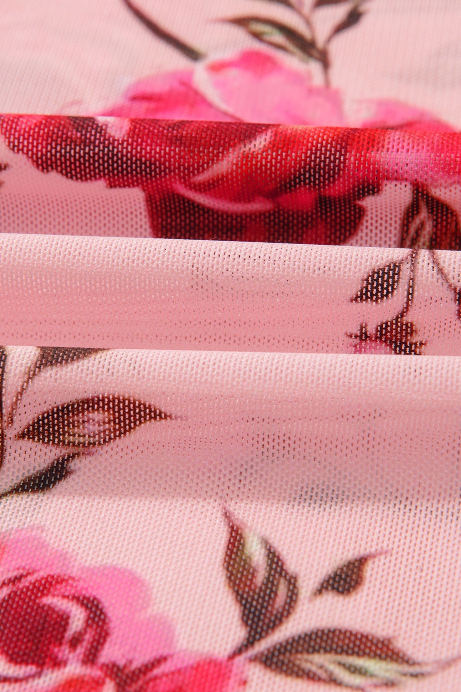 Floral Print Exposed Seam Detail Mesh Long Sleeve Top - eAura