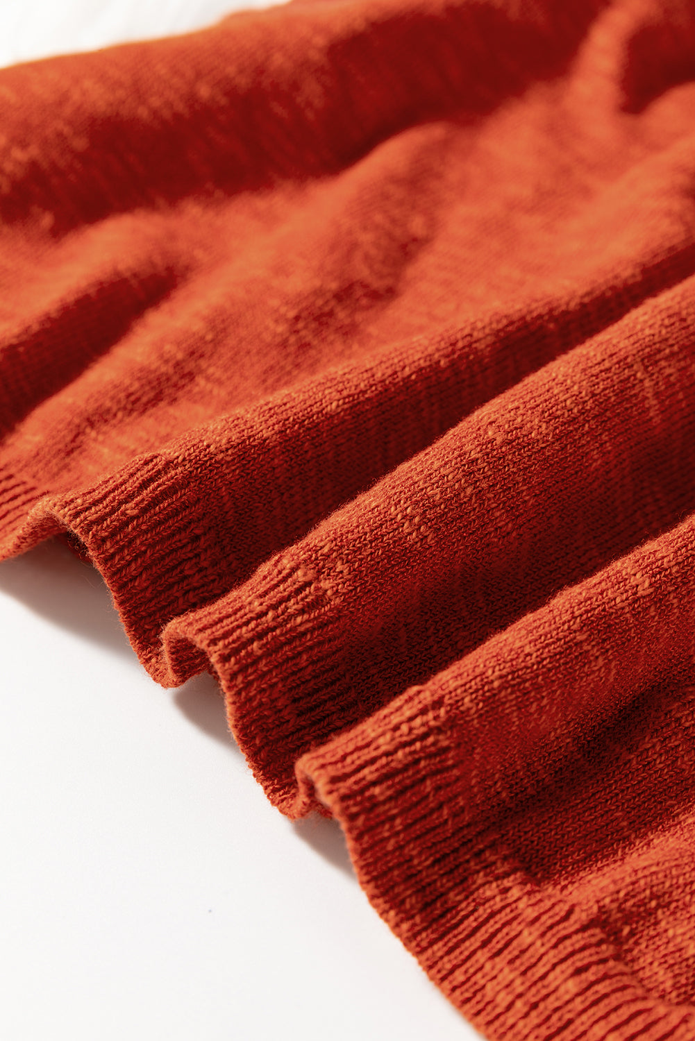 Orange Solid Colour Split V Neck Short Sleeve Sweater eAura
