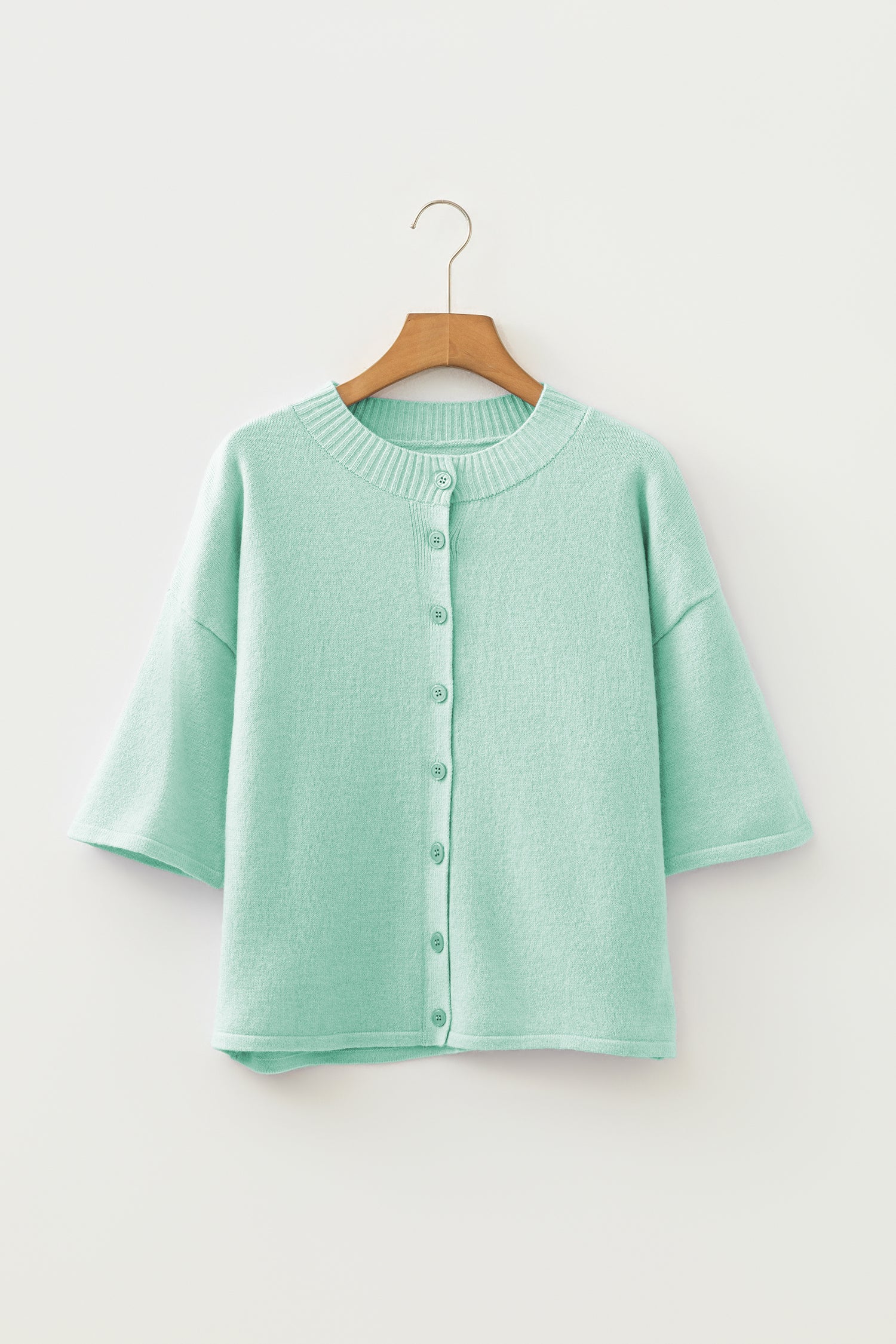 3/4 Sleeve Boxy Knit Button Down Sweater Cardigan – Lavendula