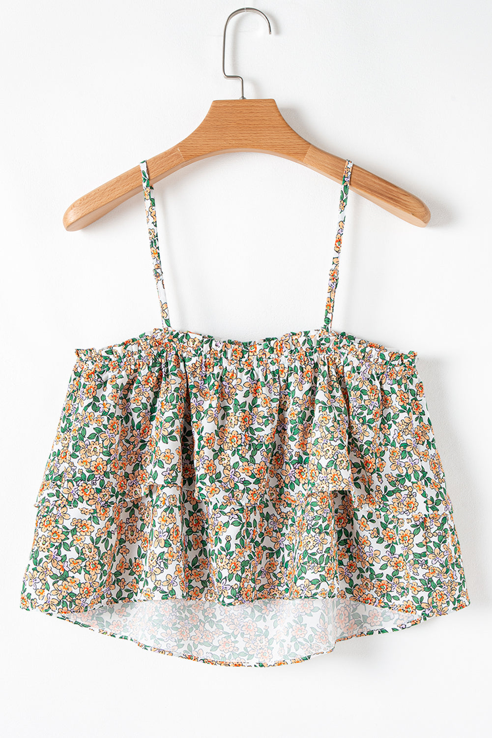 Boho Floral Spaghetti Strap Ruffle Summer Top eAura