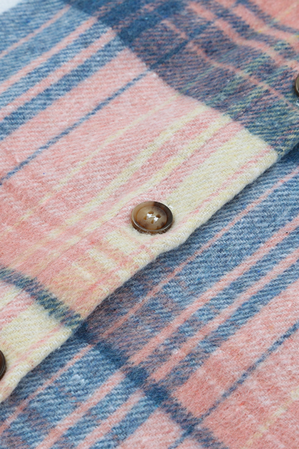 Pink Black/Pink Plaid Flap Pockets Shacket eAura