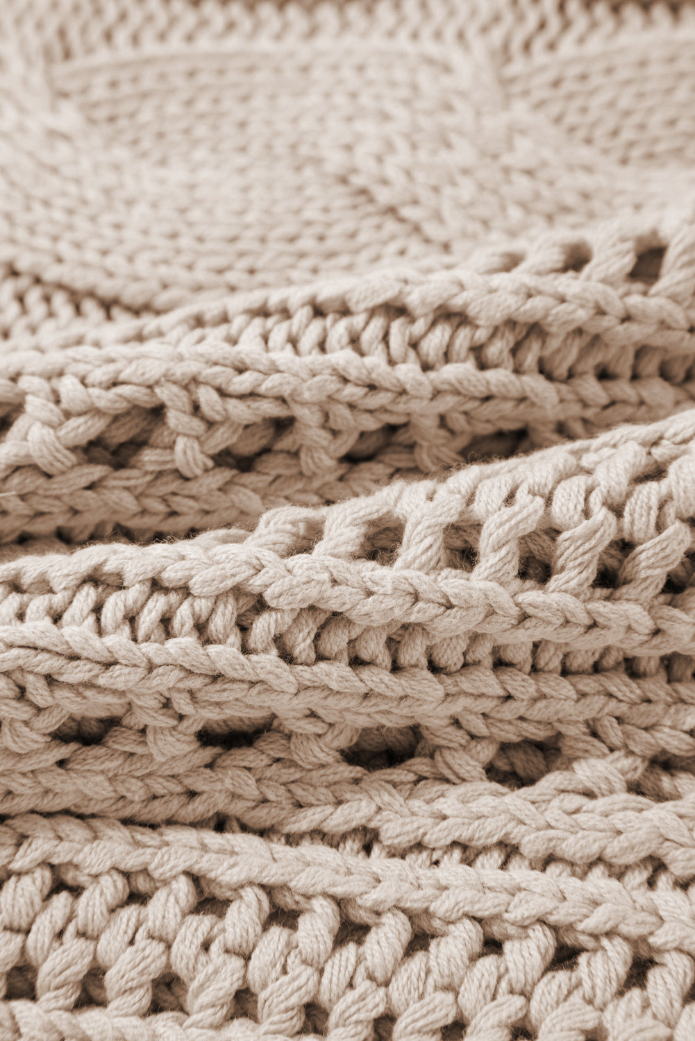 Smoke Grey Hollow-out Cable Knit Cropped Sweater eAura