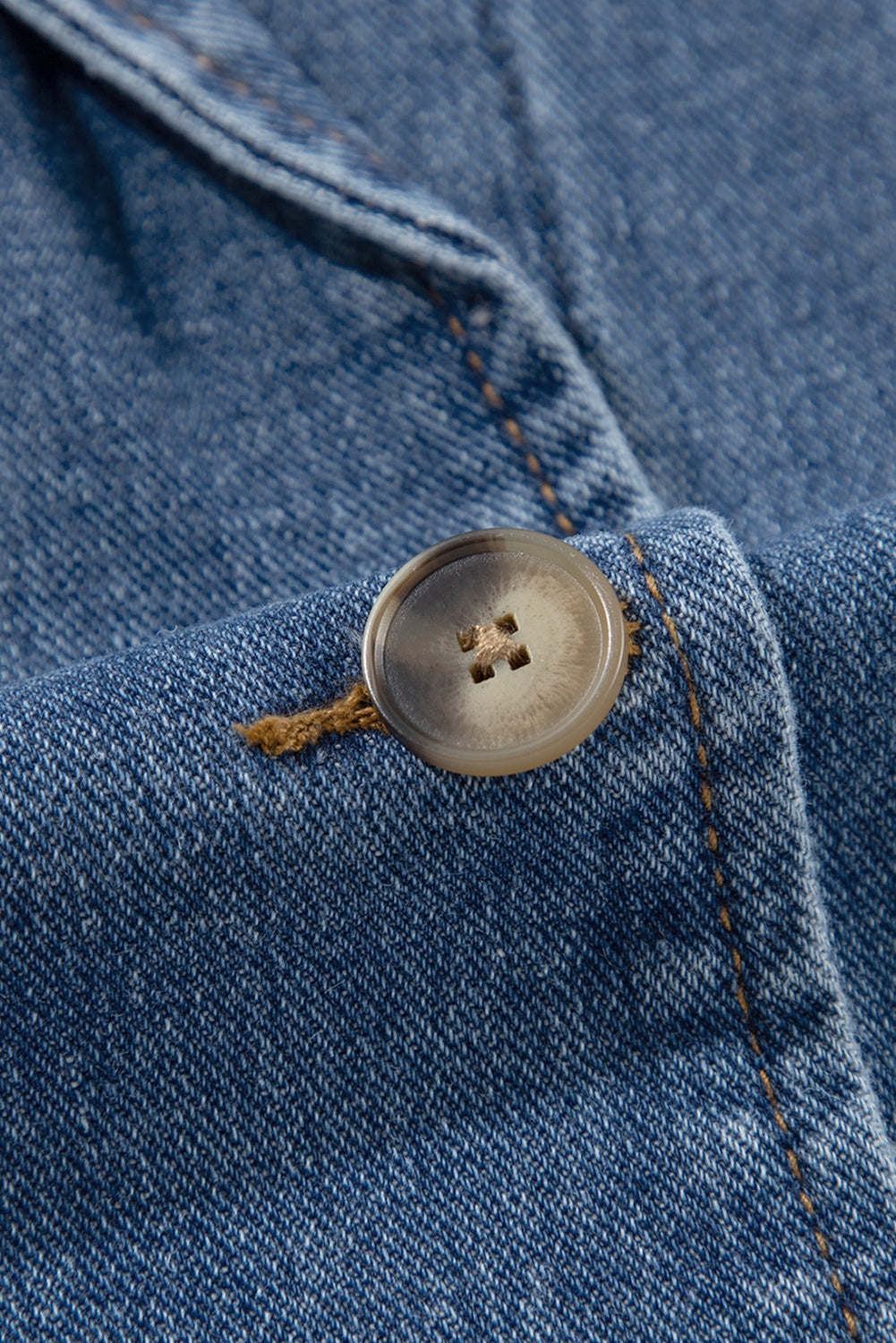 Sail Blue Side Pockets Lapel Collar Denim Jacket Beagle Boutique Fashion Outlet
