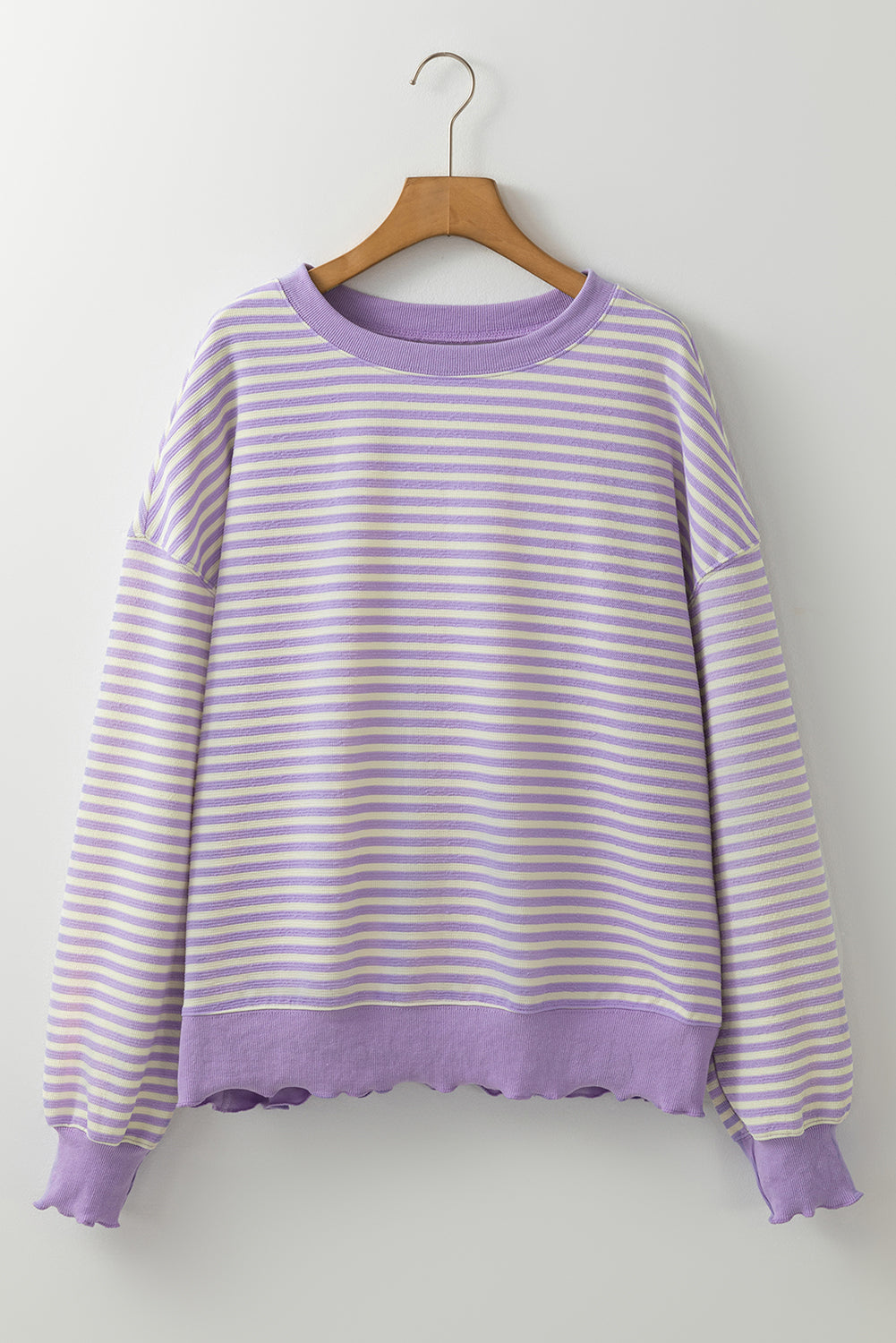 Brown Stripe Loose Drop Shoulder Long Sleeve Top eAura