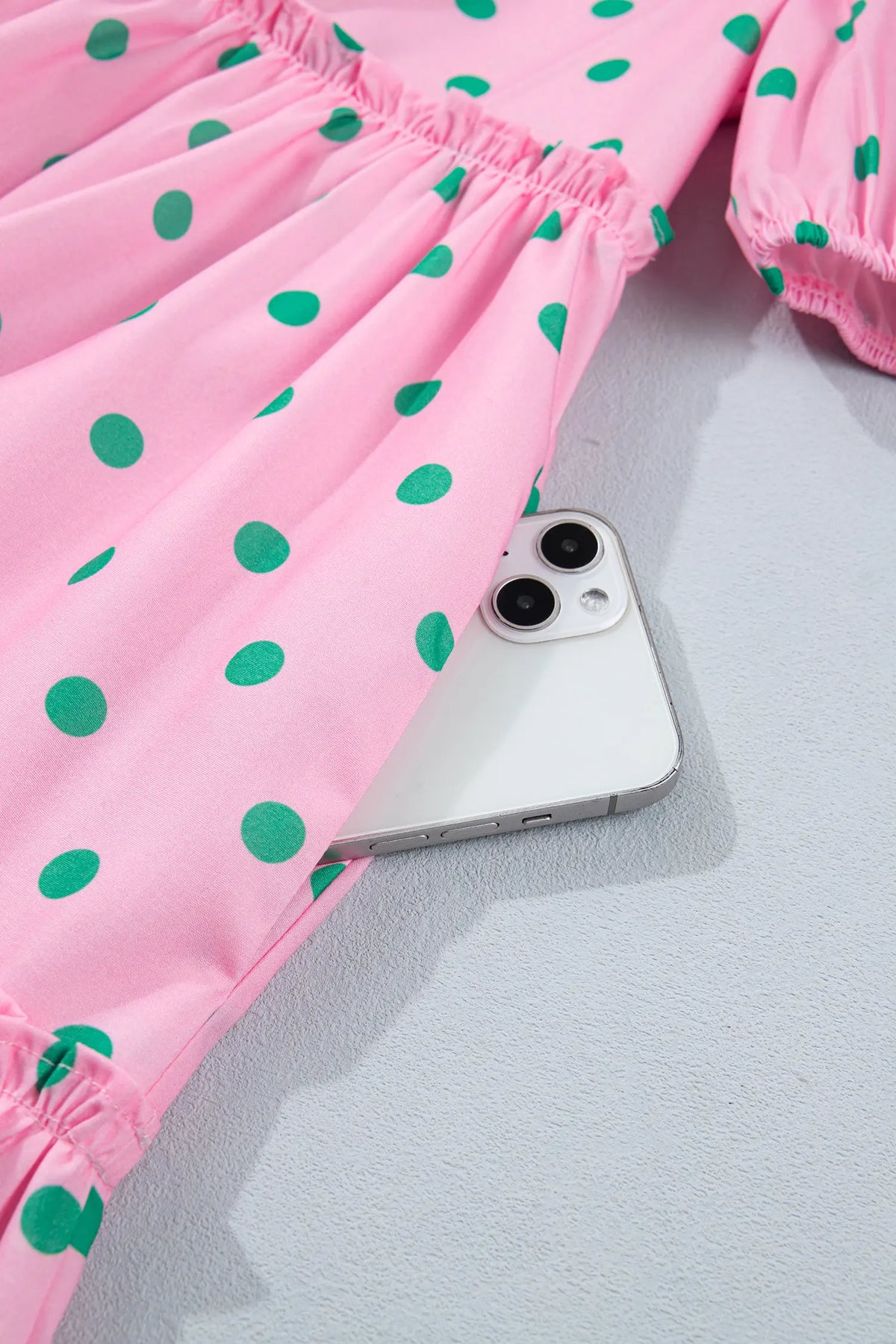 Polka Dot Print V Neck Short Sleeve Tiered Mini Dress – Pink