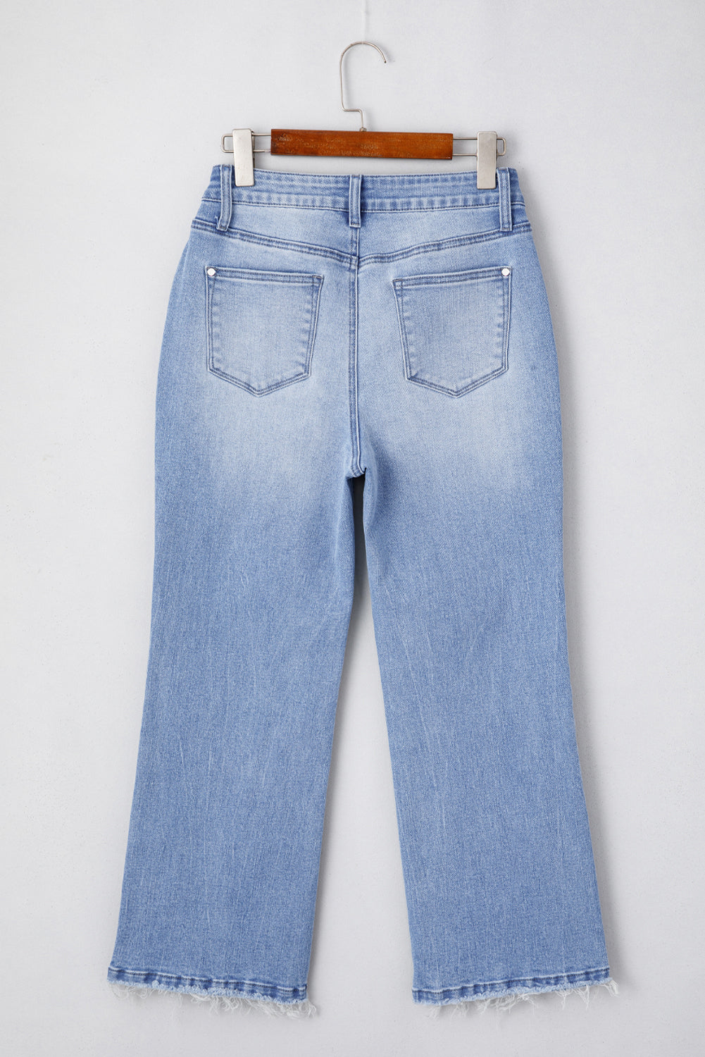 Beau Blue Mineral Wash Raw Hem High Waist Flared Jeans eAura