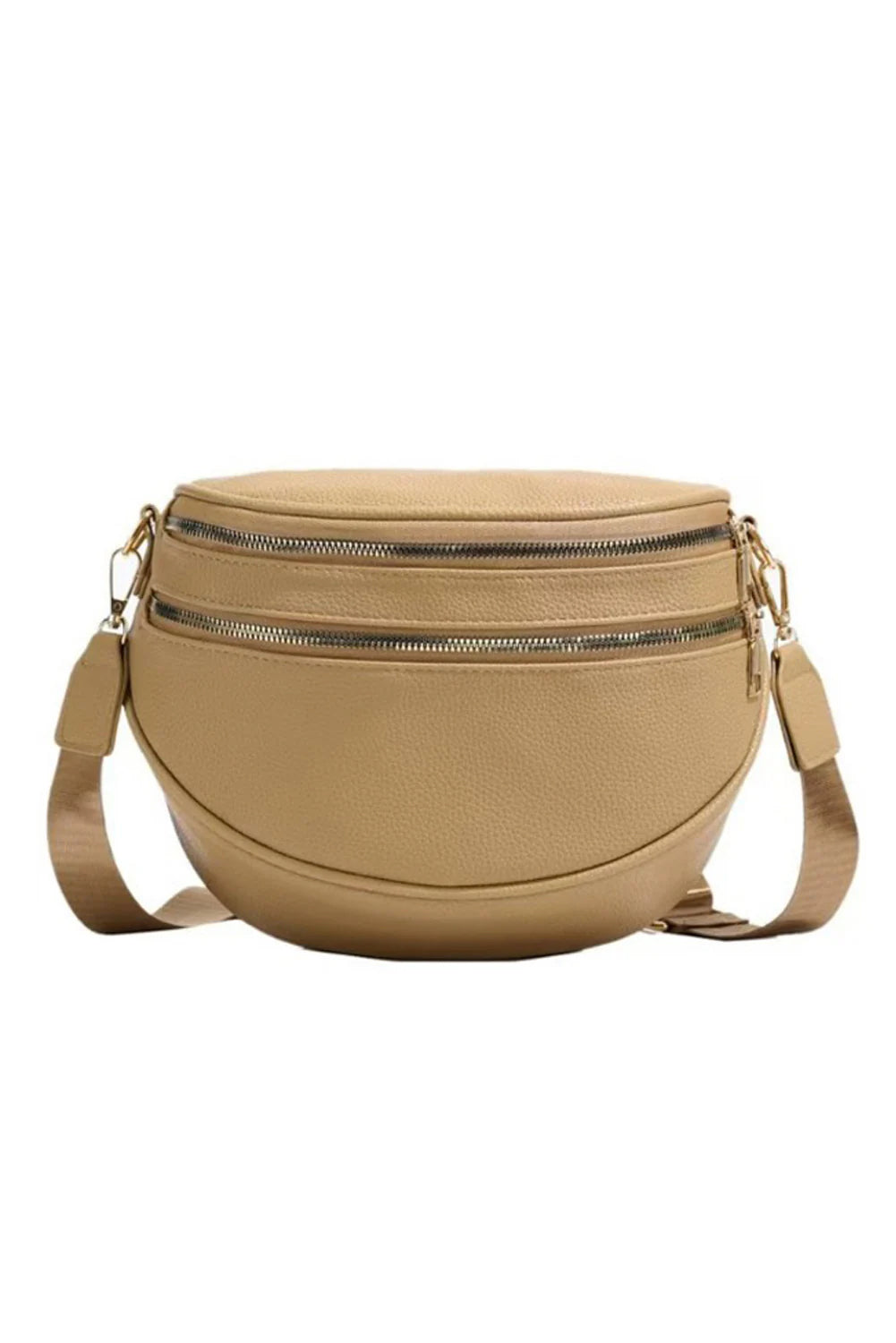 PU Leather Double Zipper Crossbody Bag