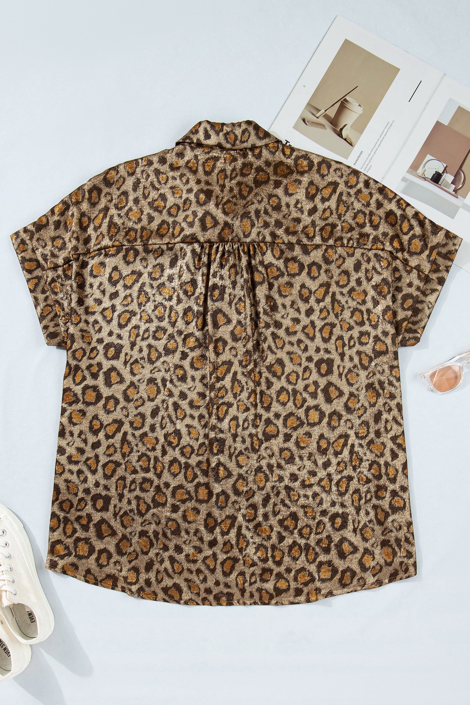 Plus Size Leopard Print Dolman Shirt – Gold