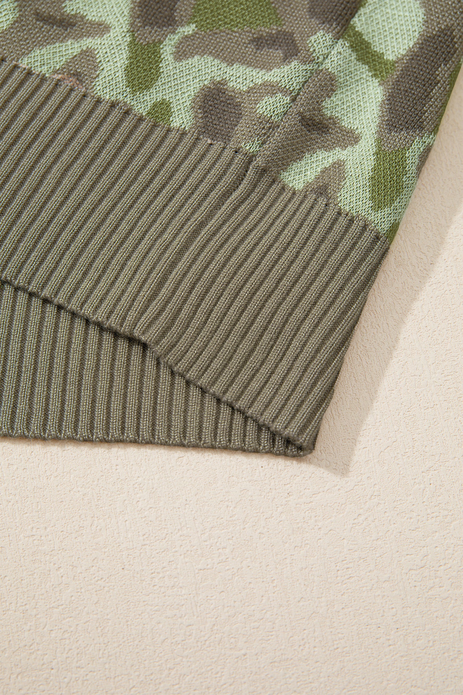 Camo Print Button Front Loose Sweater Vest – Green