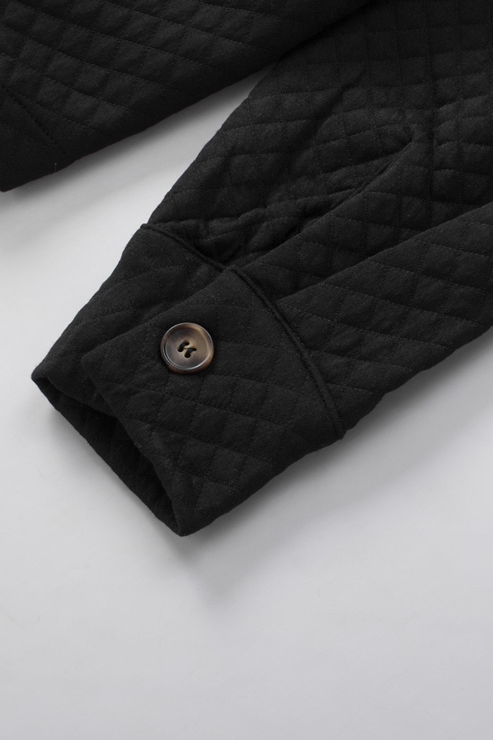 Black Retro Quilted Flap Pocket Button Shacket Beagle Boutique Fashion Outlet