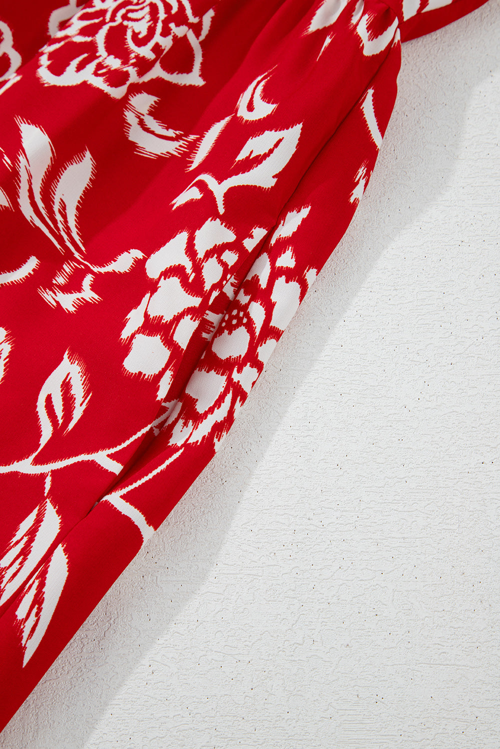 Red Floral Printed Spaghetti Strap Empire Waist Maxi Dress eAura