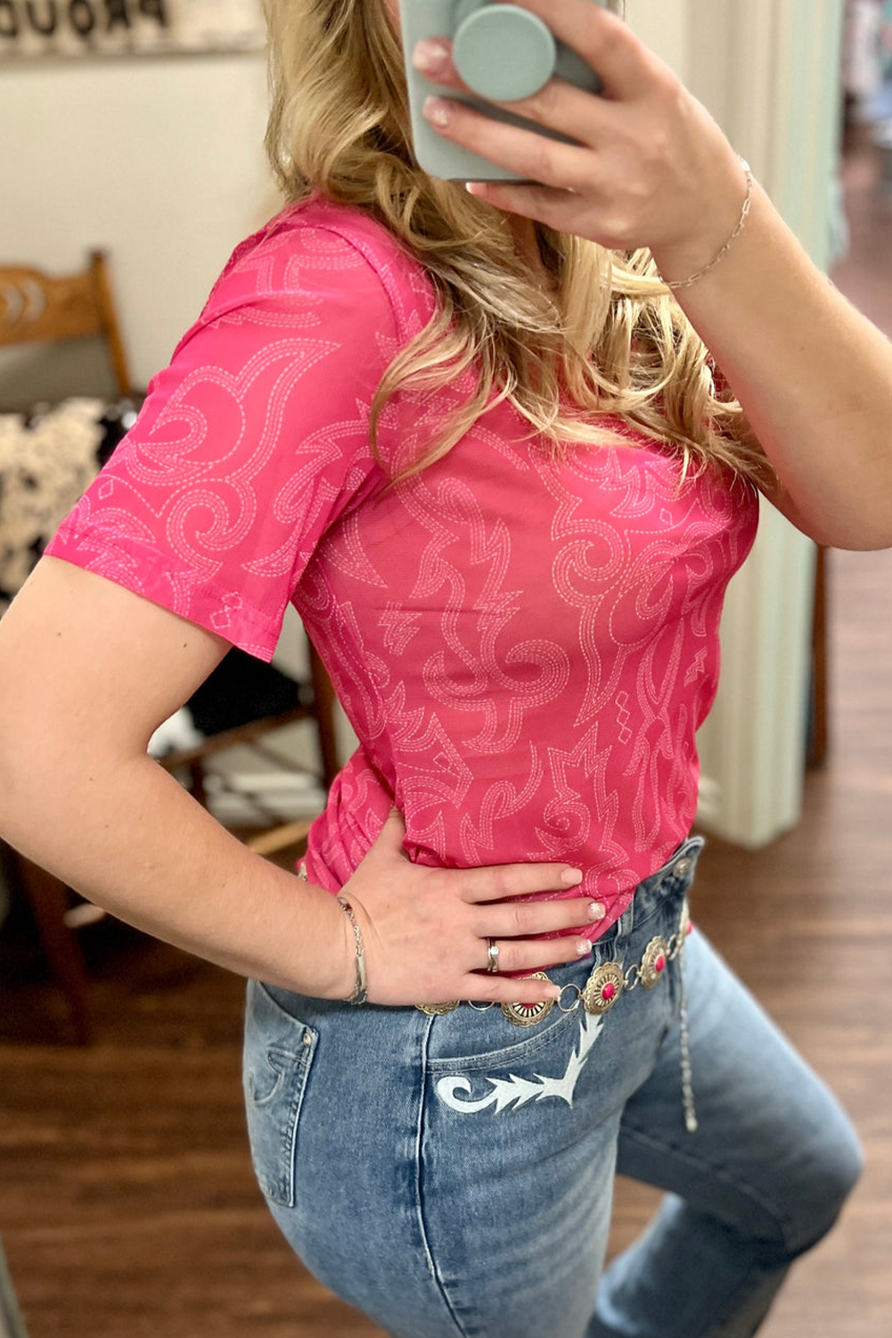 Red Western Girls Mesh T Shirt Dear-Lover Dropshipping