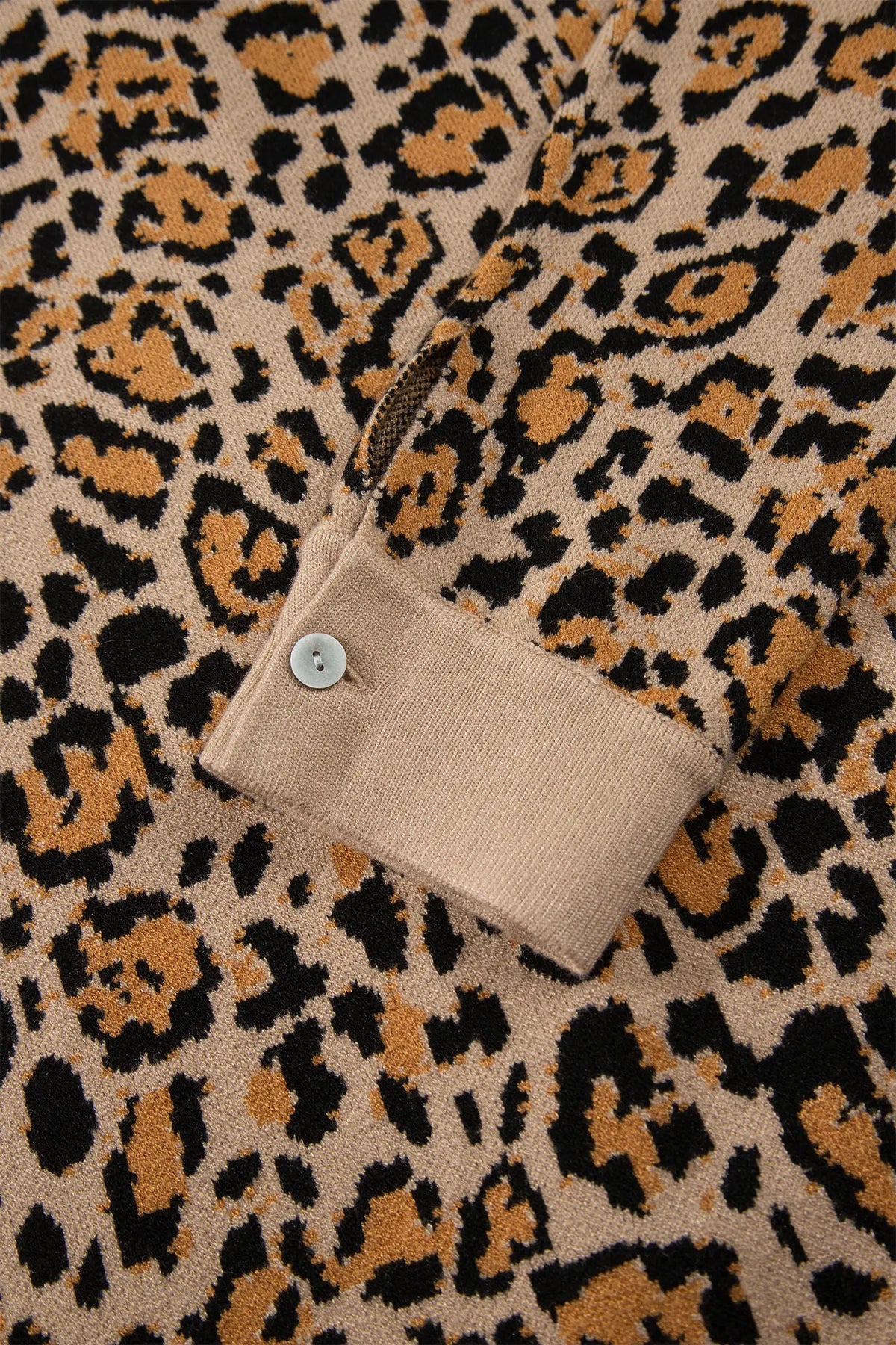 Leopard Print Button-Up Cardigan Long Sleeve Cardigans – Brown