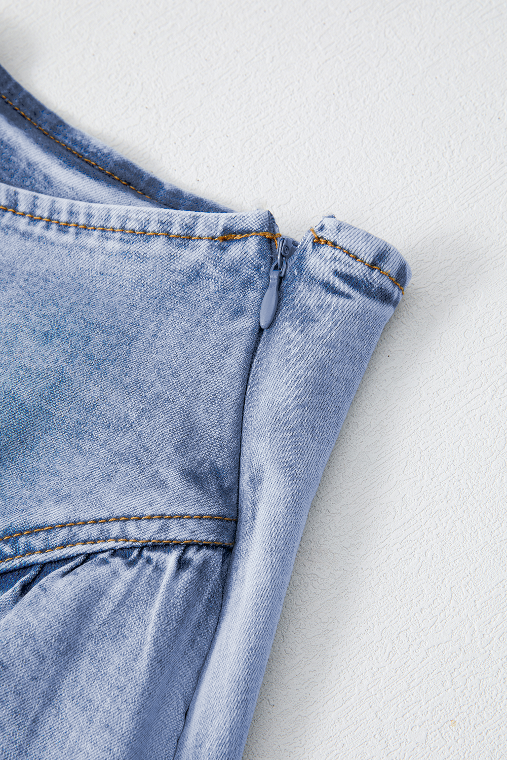 Beau Blue Asymmetric Ruffle Overlay Denim Mini Skirt eAura
