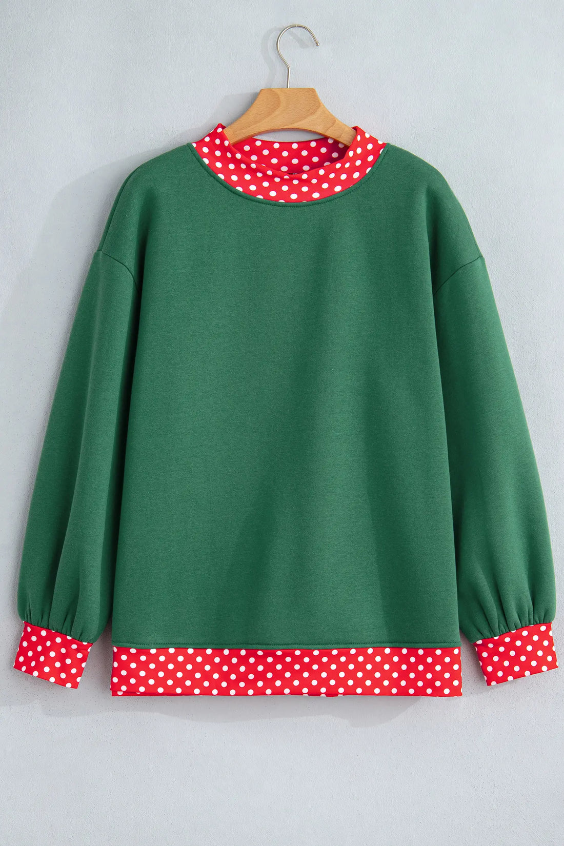 Colourblock Polka Dot Contrast Trim Oversized Sweatshirt – Dark Green