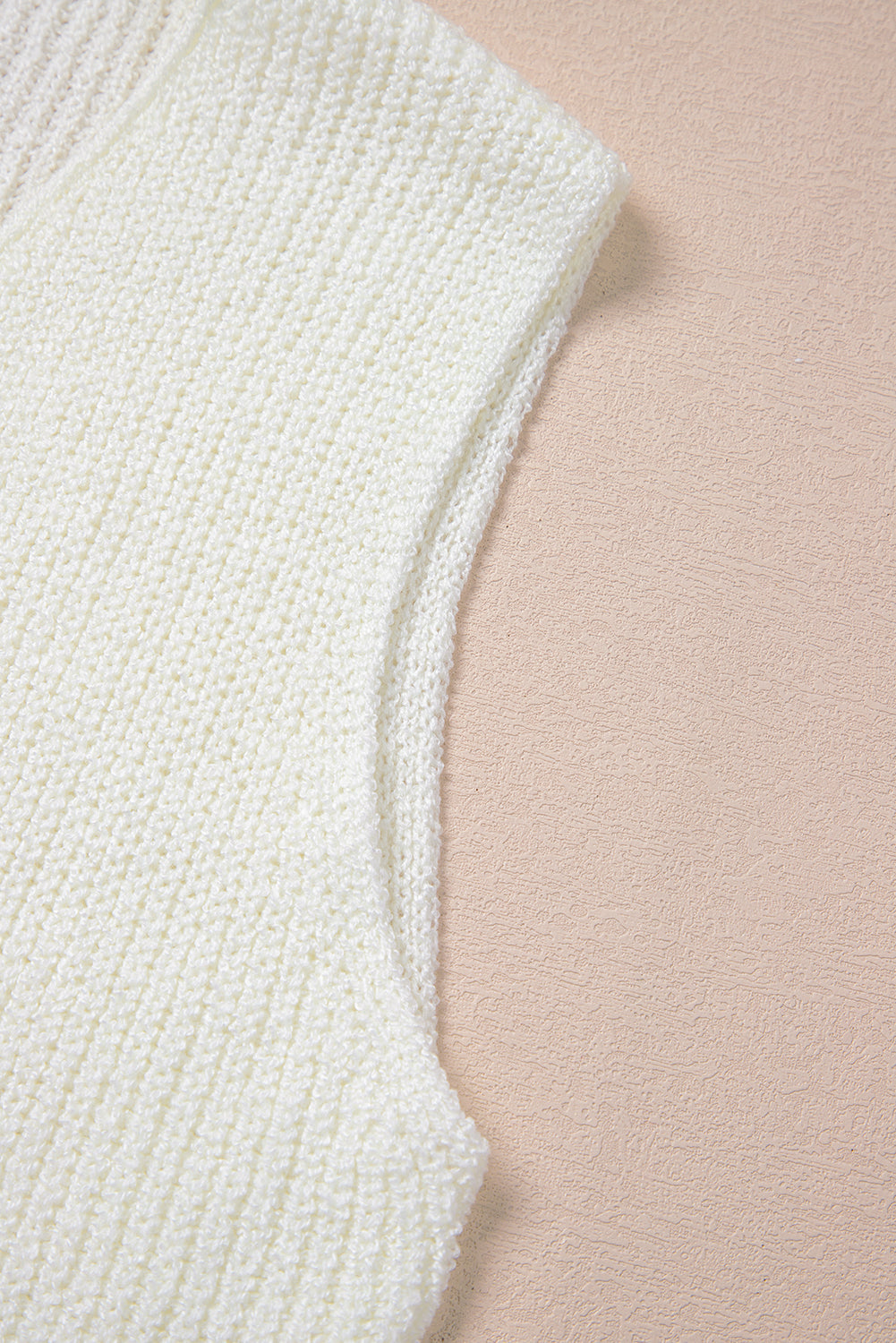 Beige Lace-up Front V Neck Sweater Vest eAura