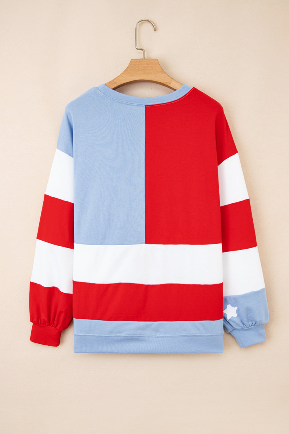 Multicolour American Flag Vintage Oversized Pullover Sweatshirt - eAura
