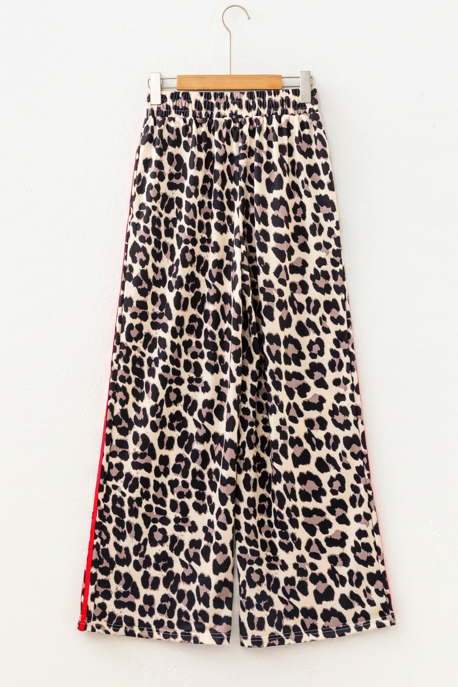 Side Stripe Leopard Wide leg Trousers – Rose