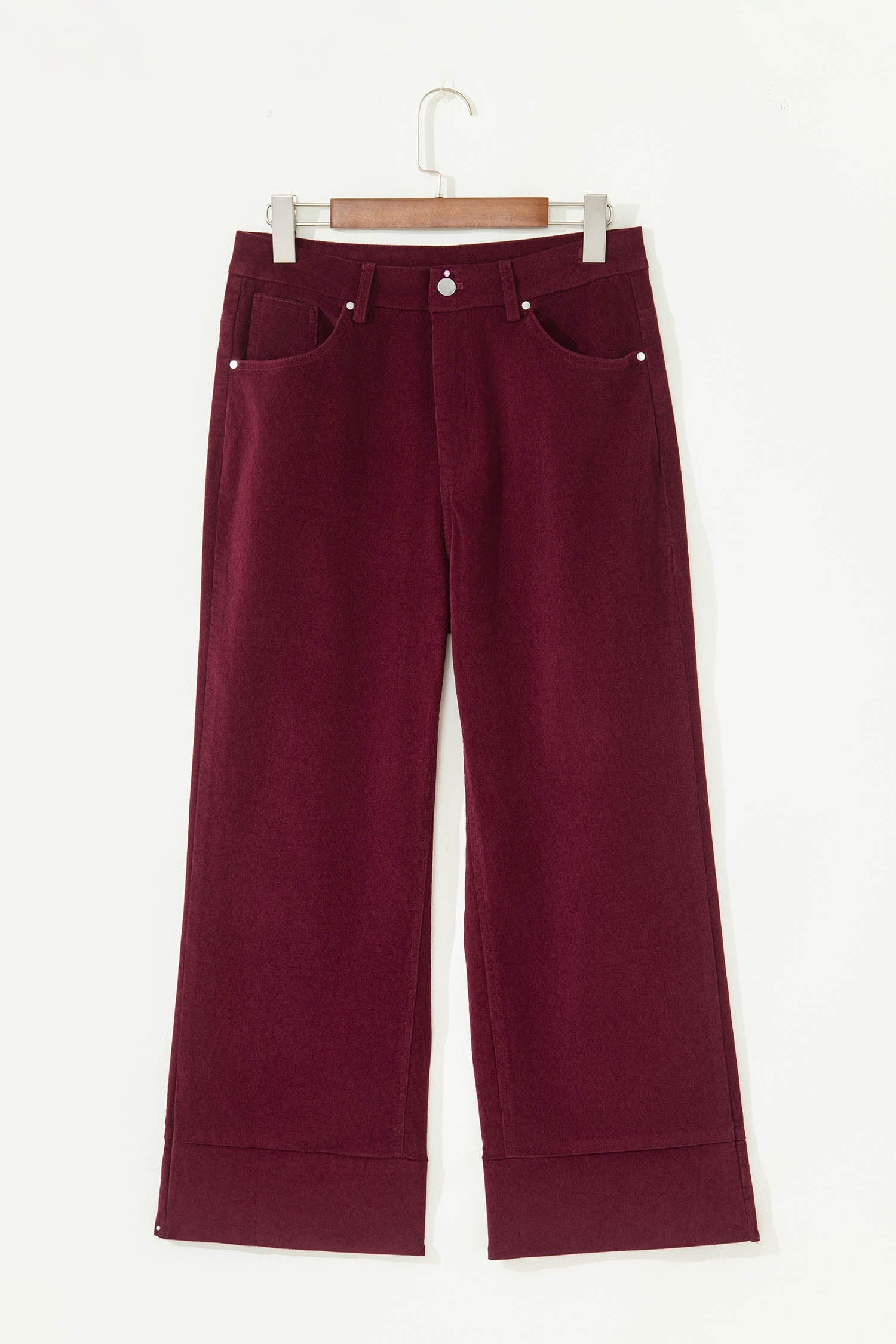 Soft Corduroy High Waist Wide Leg Trousers - Bottoms/Pants & Culotte