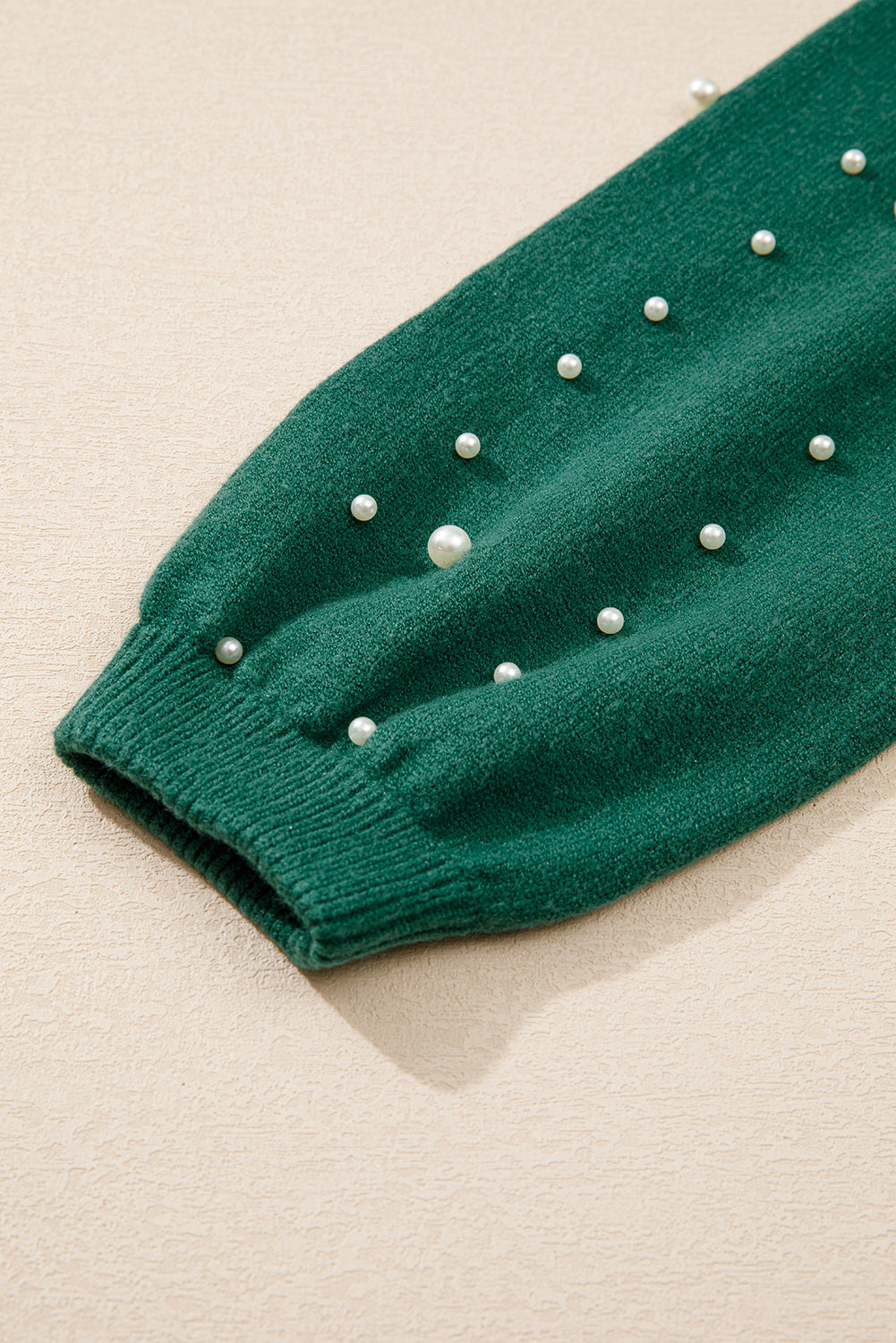 Evergreen Pearled Drop Shoulder Round Neck Sweater eAura